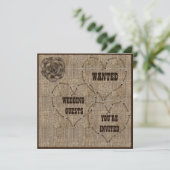 Country Hessian Burlap Wedding Einladung (Stehend Vorderseite)