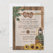 Country Hochzeit mit Sonnenblumen Einladung (Vorderseite)