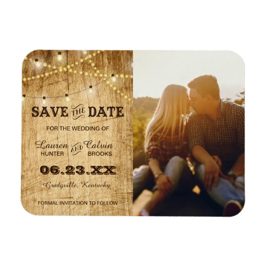 Country Hochzeit Save the Date mit Foto Magnet (Horizontal)