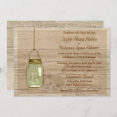 Country-Holz Rustikale Mason Jar Hochzeit Einladun Einladung (Vorne/Hinten)