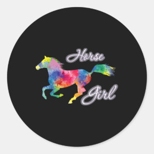 Country Horse Girl Reiten Pferdesport Ristorante d Runder Aufkleber