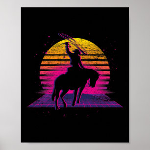 Country Horseck Riding Western Retro Vaporwave Kuh Poster