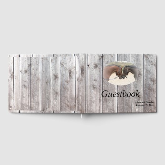 Country Horses Grau Barnboard Gästebuch (Voll)