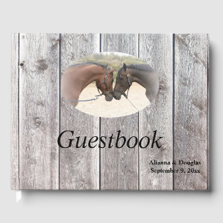 Country Horses Grau Barnboard Gästebuch