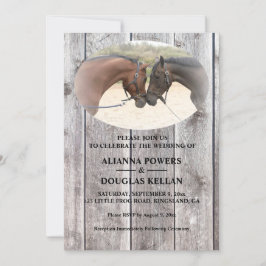 Country Horses Grey Barnboard Hochzeit Einladung