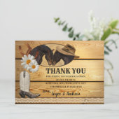 Country Horses Rustic Wedding Foto Danke Karte (Stehend Vorderseite)