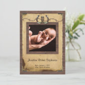 Country Horseshoe Foto Kinderankündigung Ankündigung (Stehend Vorderseite)