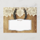 Country Horseshoe Lace Wedding Save the Date Ankündigungspostkarte (Rückseite)
