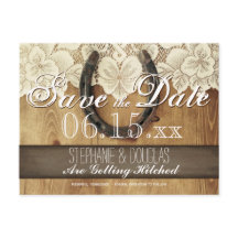 Country Horseshoe Lace Wedding Save the Date