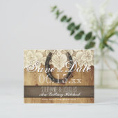 Country Horseshoe Lace Wedding Save the Date Ankündigungspostkarte (Stehend Vorderseite)