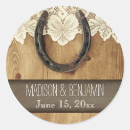 Country Horseshoe Lace Wedding Sticker Siegel Labe