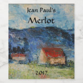 Country House Landschaft Roter Wein Label Weinetikett (Einzelnes Label)