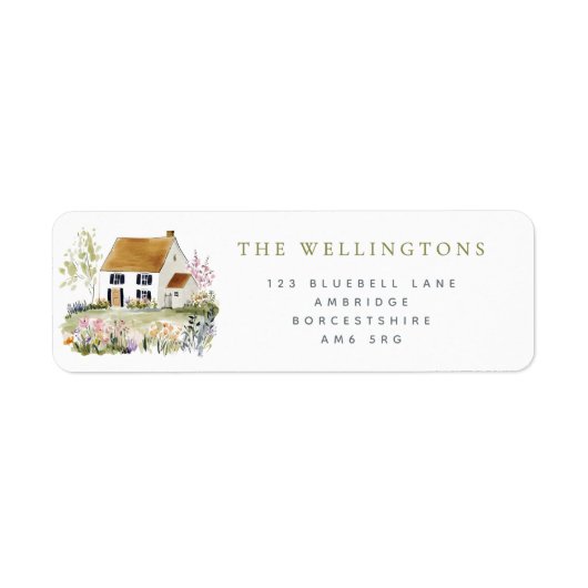 Country House & Wildflowers Return Address Label (Vorne)