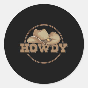 Country Howdy Cowboy Hat Western Cowboy Runder Aufkleber