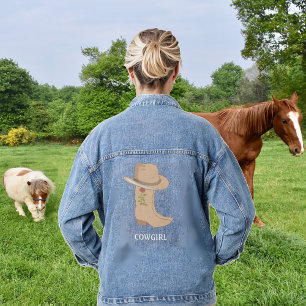Country Hut und Stiefel Cowgirl Denim Jacke