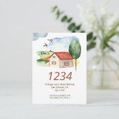 Country Hütte House Wir haben Zuhause Ankündigungspostkarte (Stehend Vorderseite)