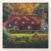 Country Hütte mit Red Vines Covering Zuhause Glasuntersetzer (Vorderseite)