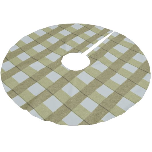 Country Imitate Burlap Karierter Weihnachtsrock Bl Polyester Weihnachtsbaumdecke (Schrägansicht)