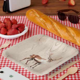 Country Imitats Wood Dez Geburtstag Pappteller