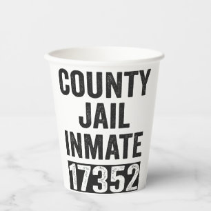 Country Inmate 17352 Funny Halloween Gefängnis Pappbecher