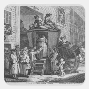 Country Inn Yard, 1747 Quadratischer Aufkleber