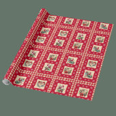 Country Kardinal und Blumenkreide Gingham Squares Geschenkpapier