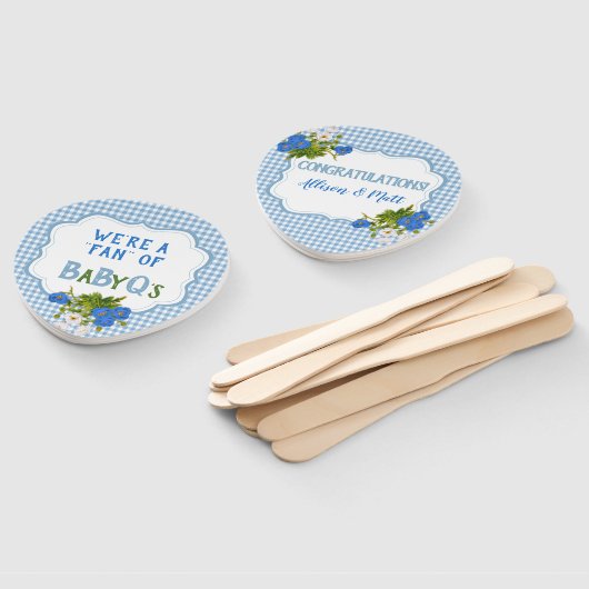 Country Karo Blue Gingham Blume BabyQ GRILLEN Fächer (Non-assembled)