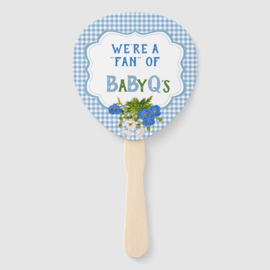 Country Karo Blue Gingham Blume BabyQ GRILLEN Fächer (Vorderseite)