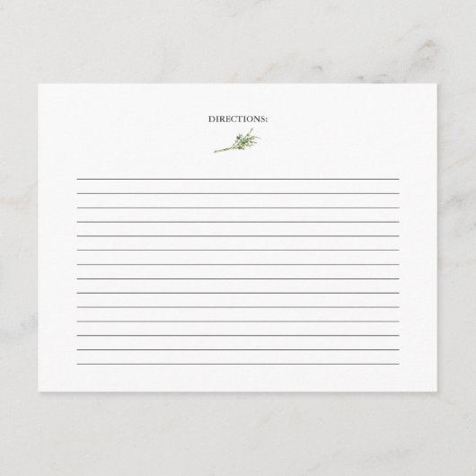 Country Kitchen | Bridal Shower Recipe Card Begleitkarte (Rückseite)