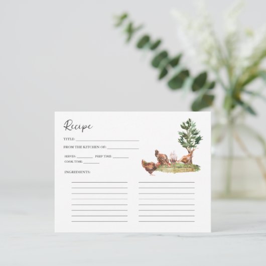 Country Kitchen | Bridal Shower Recipe Card Begleitkarte (Stehend Vorderseite)