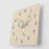 Country Kitchen Clock Rooster Design Quadratische Wanduhr (Winkel)