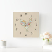 Country Kitchen Clock Rooster Design Quadratische Wanduhr (Zuhause)