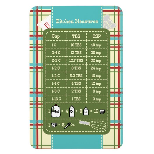 Country Kitchen Measurement Helper Magnet (Vertikal)
