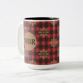Country Kitchen Monogram Mug with Snowflakes Zweifarbige Tasse (Vorderseite Links)