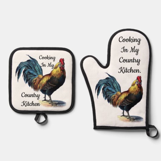 Country Kitchen Oven Mitt and Pot Holdings Set (Vorderseite)