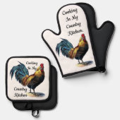 Country Kitchen Oven Mitt and Pot Holdings Set (Vorderseite/Rückseite)