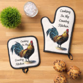 Country Kitchen Oven Mitt and Pot Holdings Set (Oben Unten)