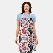 Country Kitchen Paisley Red und Black Western Schürze (Getragen)