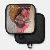 Country Kitchen Red Chicken Hen Topflappen (Vorderseite/Rückseite)