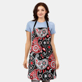 Country Kitchenette Paisley Country Western Red Bl Schürze (Getragen)