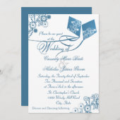 Country Kites Bouquet Wedding Blue Einladung (Vorne/Hinten)