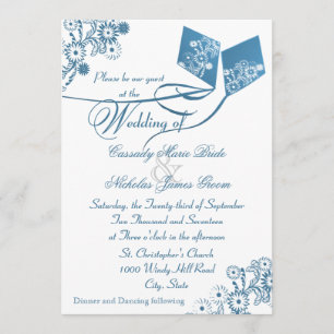 Country Kites Bouquet Wedding Blue Einladung