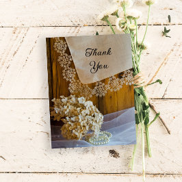 Country Lace and Blume Barn Wedding Vielen Dank Postkarte