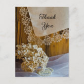Country Lace and Blume Barn Wedding Vielen Dank Postkarte (Vorderseite)