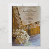 Country Lace Blume Barn Wedding Probe Dinner Einladung (Vorderseite)