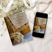 Country Lace Blume Barn Wedding Probe Dinner Einladung