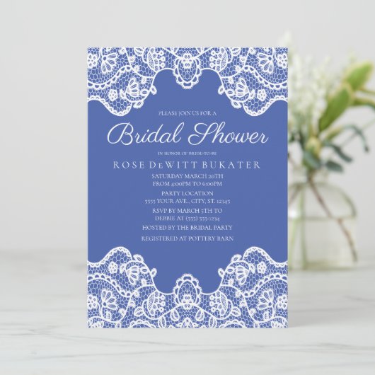 Country Lace Bridal Dusche Einladung (Stehend Vorderseite)