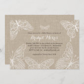 Country Lace Butterflies Kinderdusche Einladung (Vorne/Hinten)
