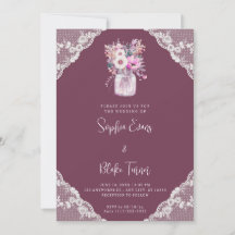 Country Lace & Mason Jar Blume Burgundy Wedding