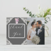 Country Lace Mason Jar Gray Dankeskarte (Stehend Vorderseite)